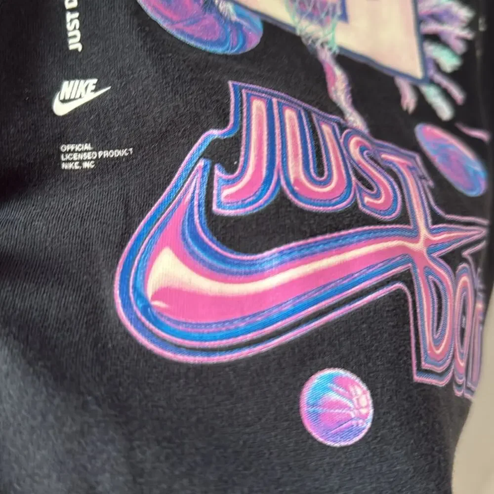 Nike Black T-Shirt with Purple 'Just Do‎ It' Graphic Youth XL